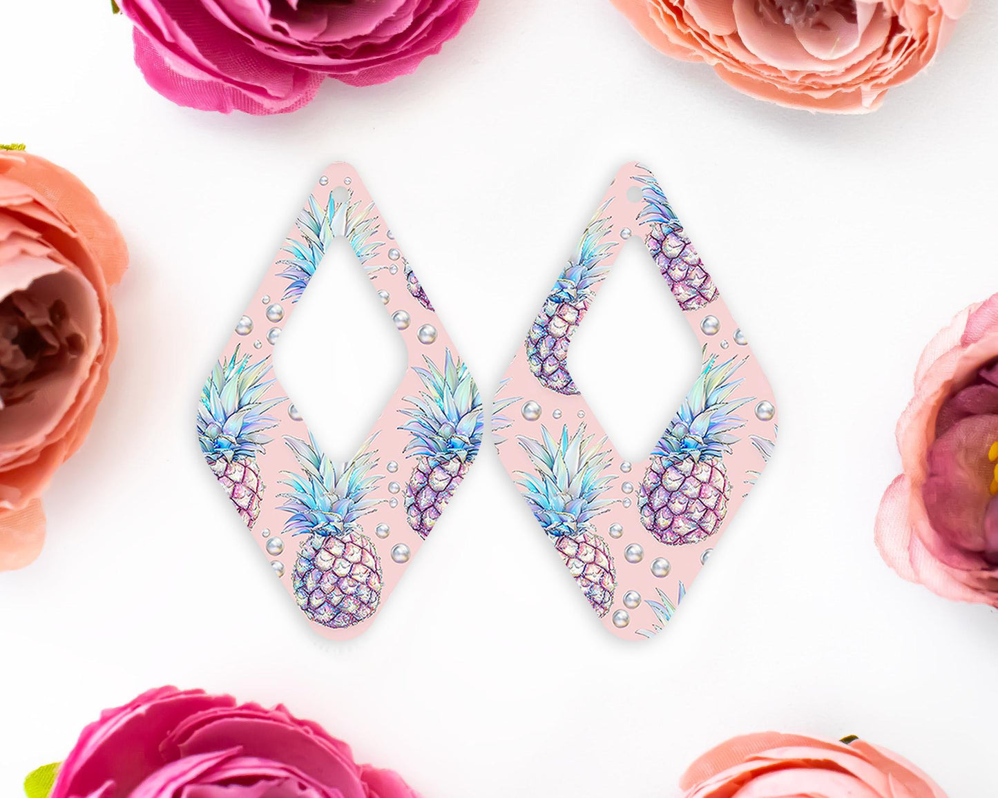 Pastel Pineapple Diamond Teardrop Earrings Blanks