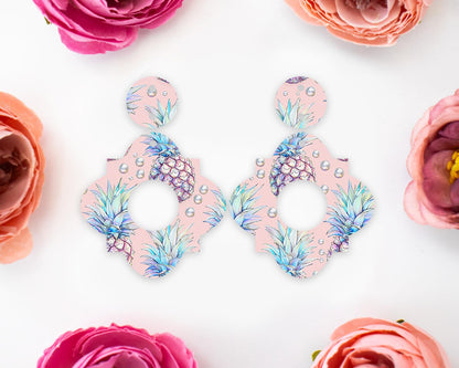 Pastel Pineapple Geometric Earrings Blanks