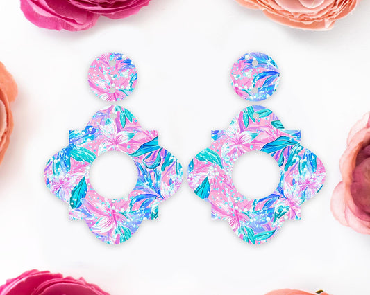 Geometric Pearls & Flowers Earrings Blanks