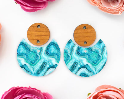 Turquoise Geode Circle Drop Earrings Blanks