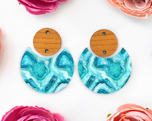 Turquoise Geode Circle Drop Earrings Blanks