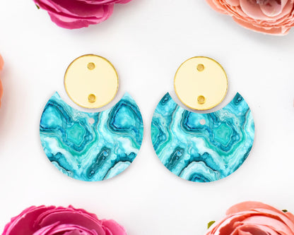 Turquoise Geode Circle Drop Earrings Blanks