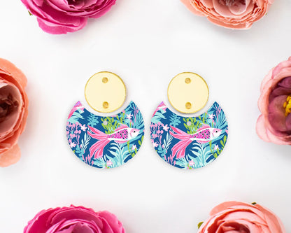 Fish Pastel Circle Drop Earrings Blanks