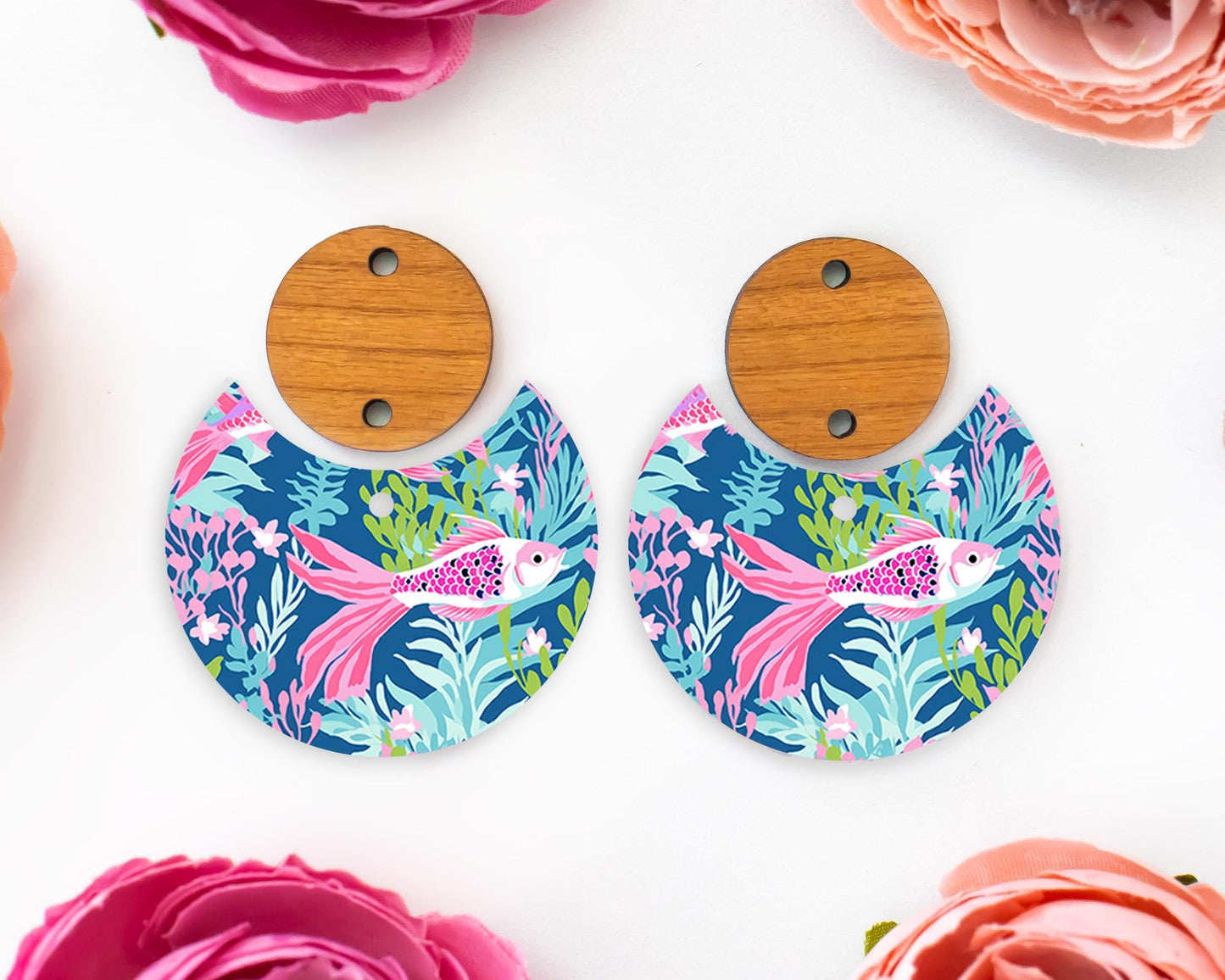 Fish Circle Drop Earrings Blanks