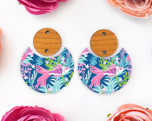 Fish Circle Drop Earrings Blanks