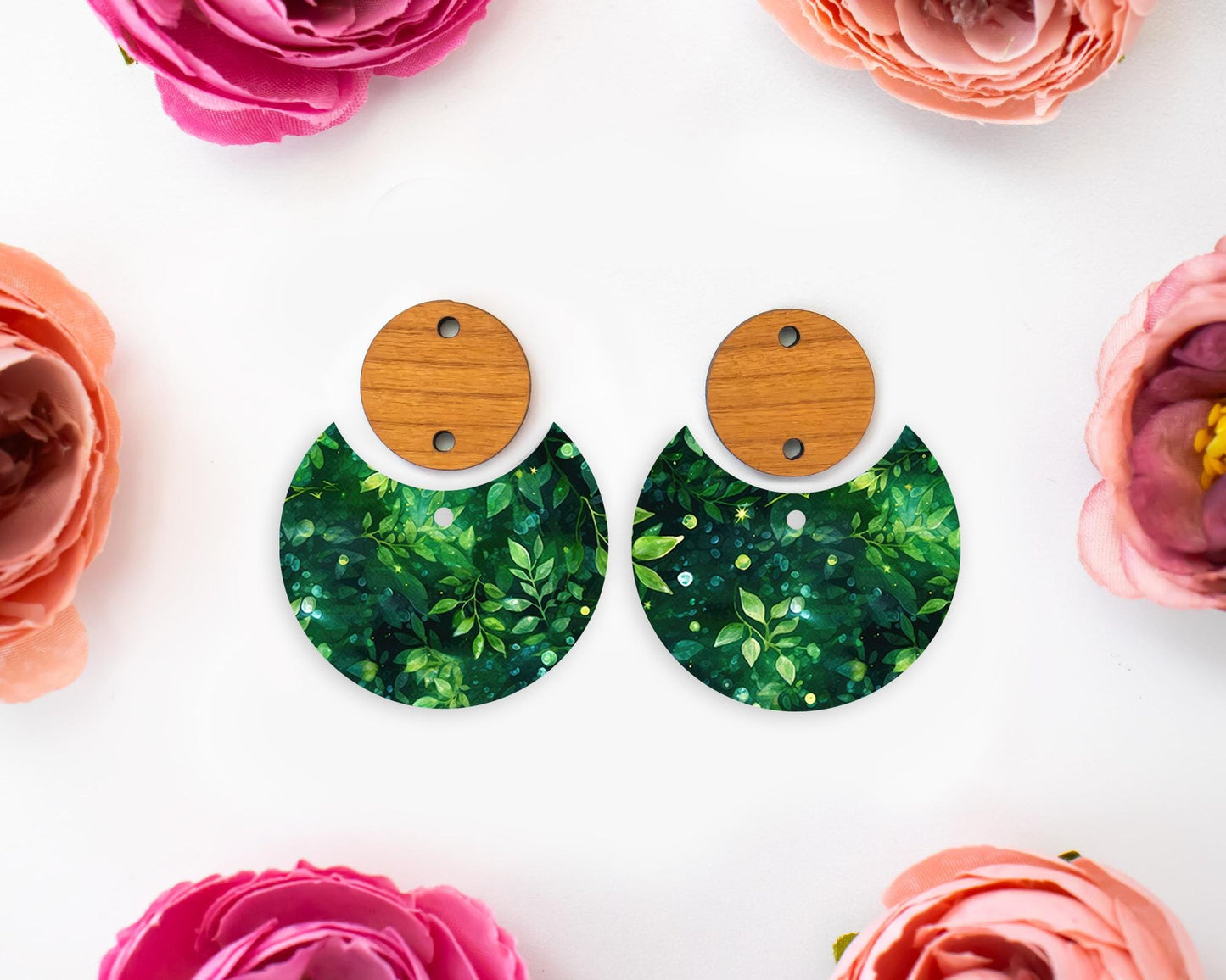 Leaves Circle Drop Earrings Blanks