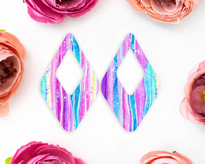 Pastel Stripes Diamond Teardrop Earrings Blanks