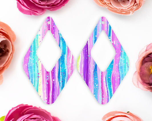 Pastel Stripes Diamond Teardrop Earrings Blanks