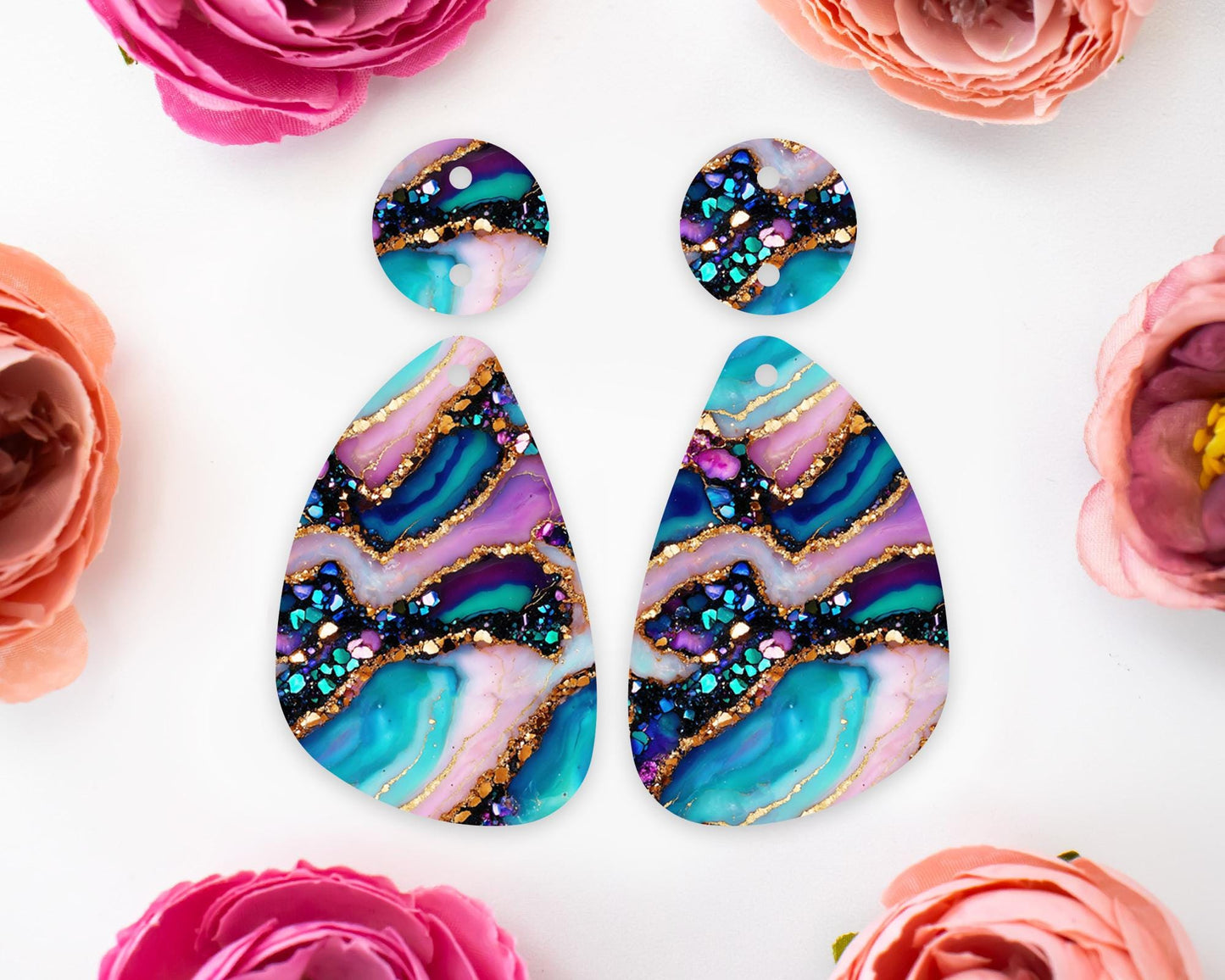 Gem Agate Teardrop Earrings Blanks