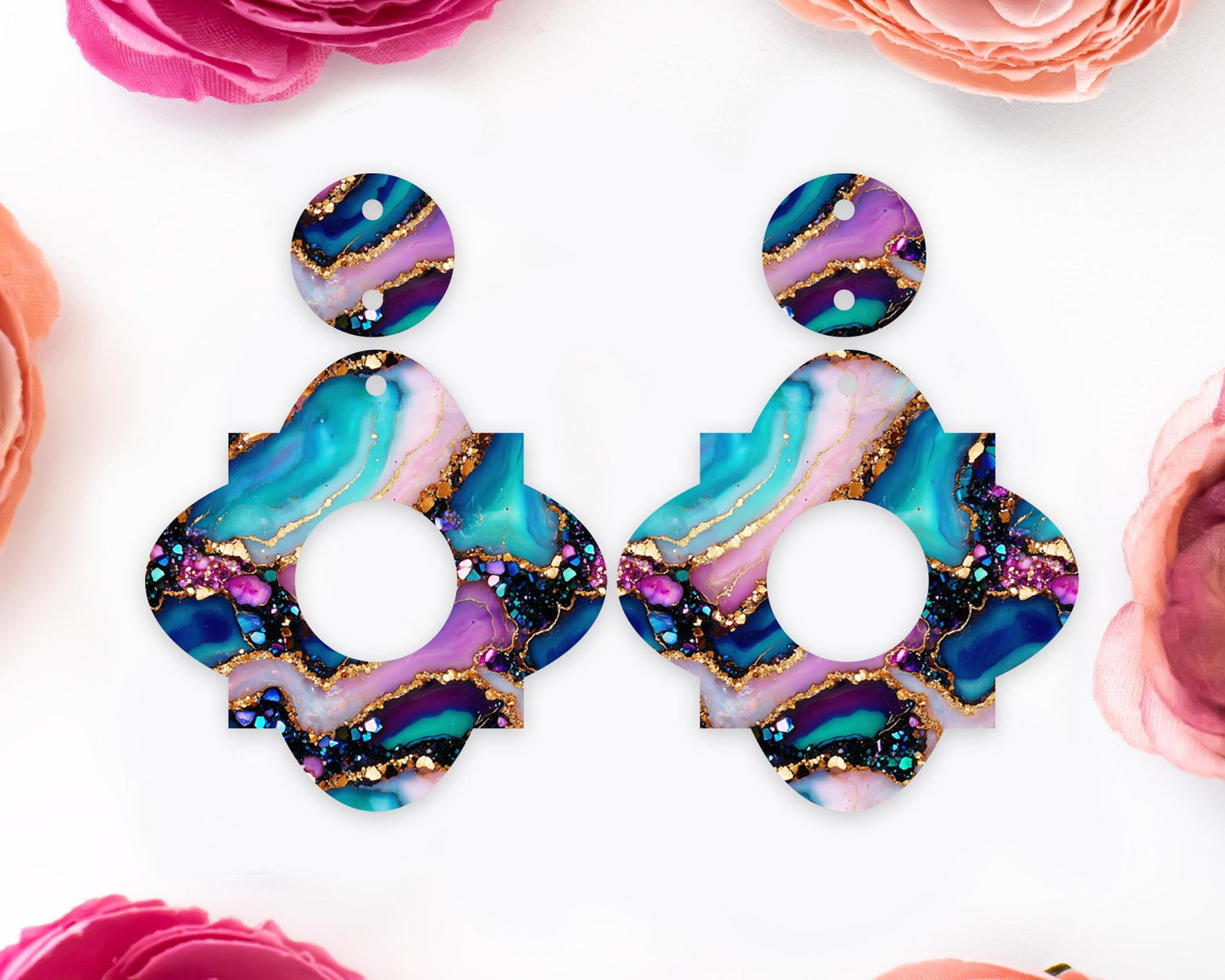 Gem Agate Geometric Earrings Blanks