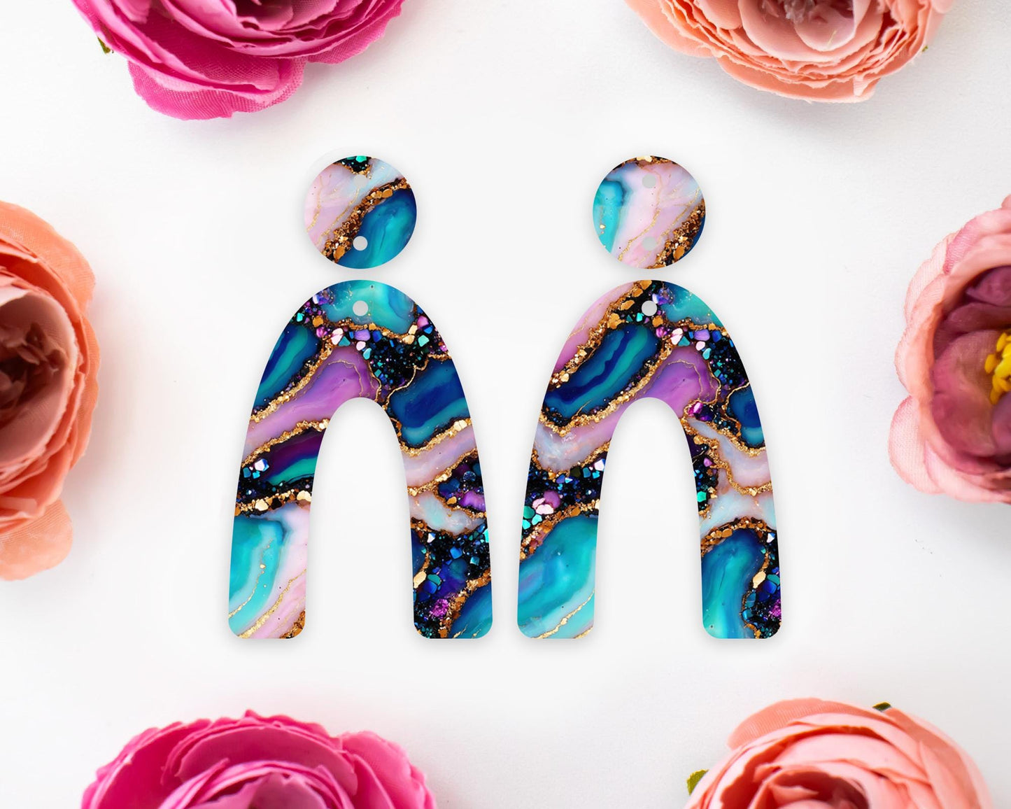 Gem Agate Arch Earrings Blanks