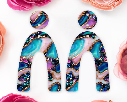 Gem Agate Arch Earrings Blanks