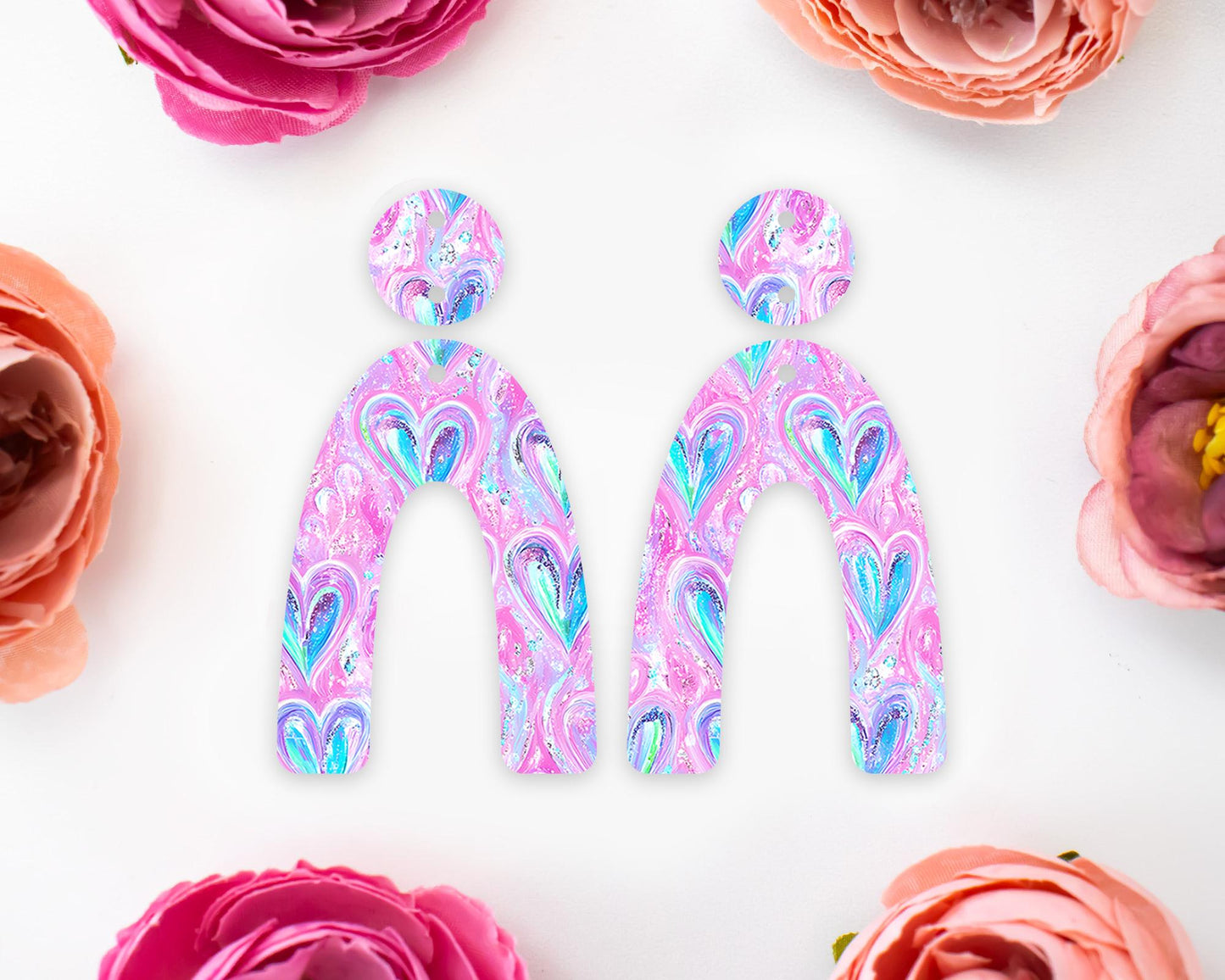 Pastel Hearts Arch Earrings Blanks