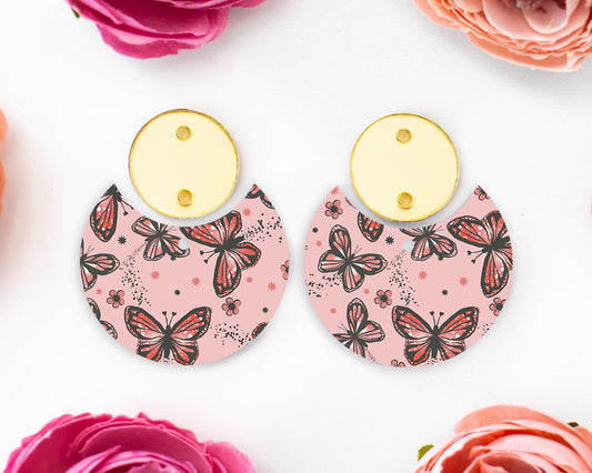 Butterfly Neutral Circle Drop Earrings Blanks