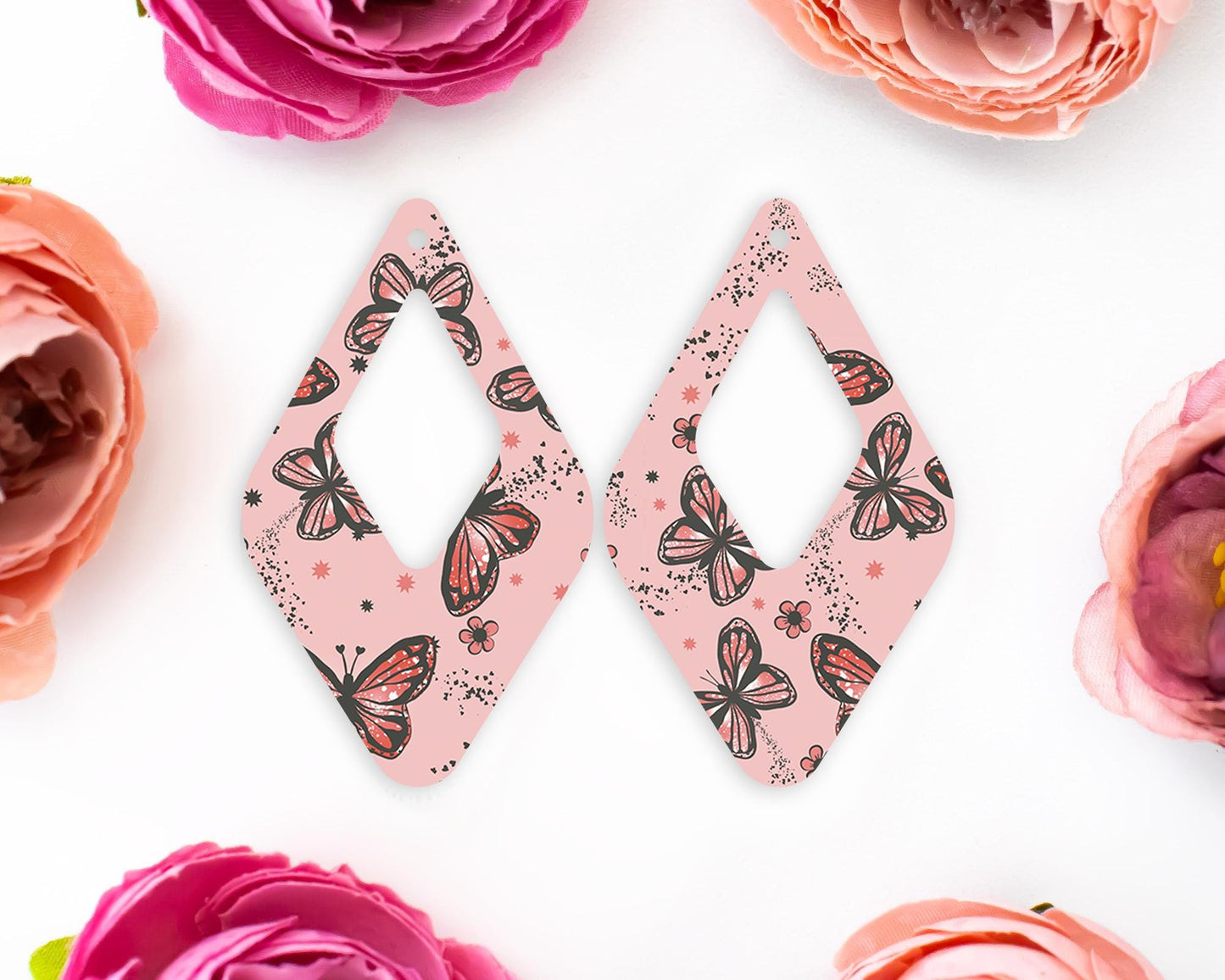 Butterfly Neutral Diamond Teardrop Earrings Blanks