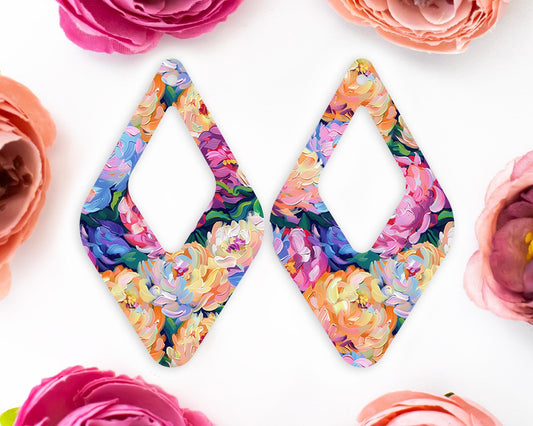 Floral Brushstroke Teardrop Earrings Blanks