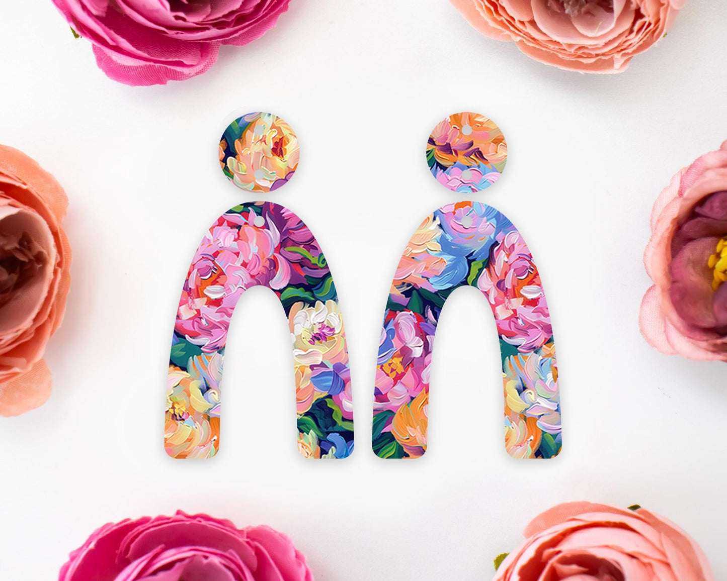 Floral Brushstroke Arch Earrings Blanks