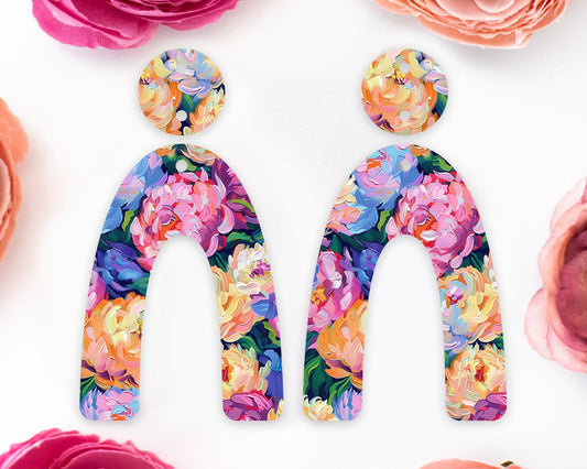 Floral Brushstroke Arch Earrings Blanks