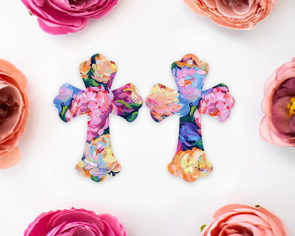 Floral Brushstroke Cross Earring Blanks