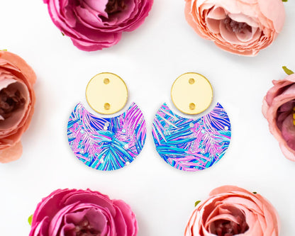 Tropical Leaves Circle Drop Earrings Blanks