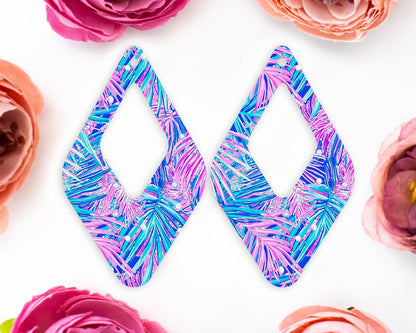 Tropical Leaves Teardrop Earrings Blanks