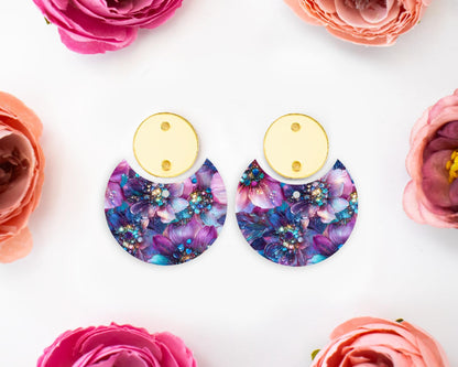 Floral Gems Circle Drop Earrings Blanks