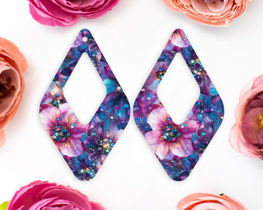 Floral Gems Teardrop Earrings Blanks
