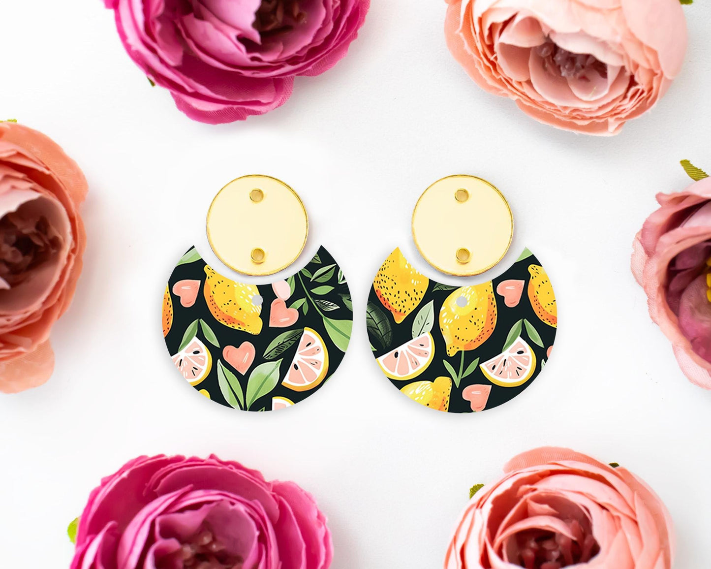 Lemon Circle Drop Earrings Blanks