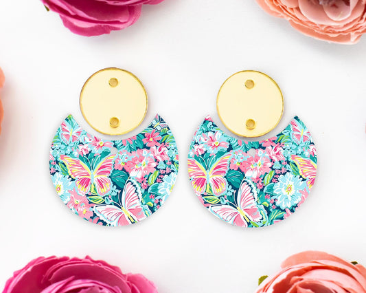Butterfly Pastel Circle Drop Earrings Blanks