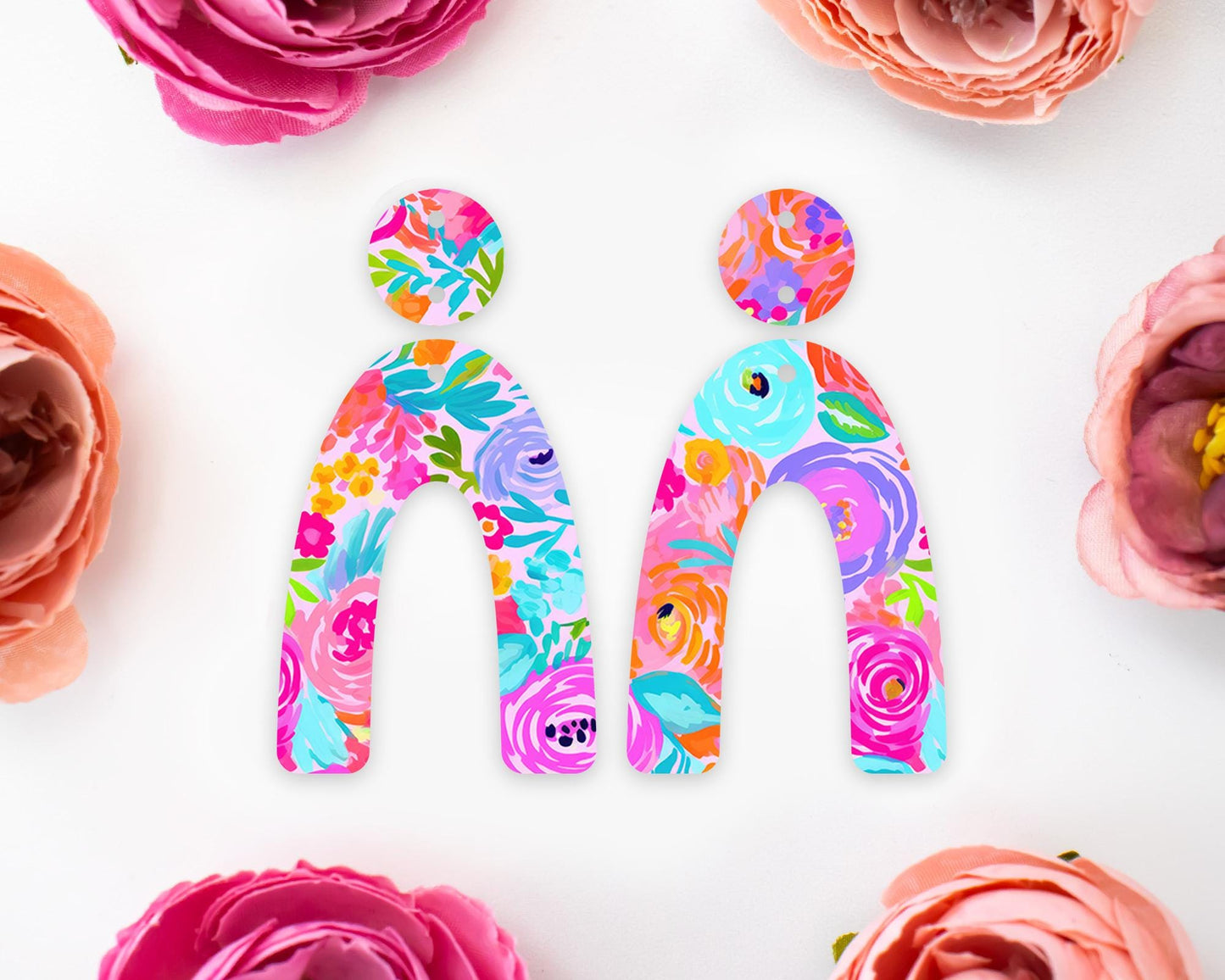 Preppy Flowers Arch Earrings Blanks