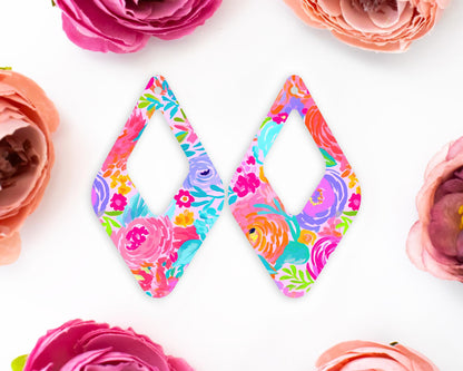 Preppy Flowers Teardrop Earrings Blanks