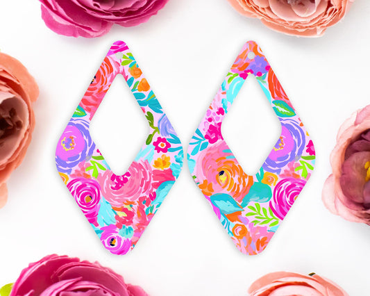 Preppy Flowers Teardrop Earrings Blanks