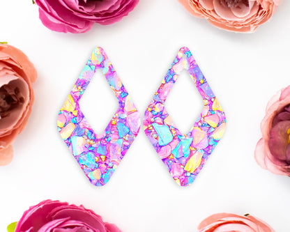Pastel Confetti Stones Diamond Teardrop Earrings Blanks