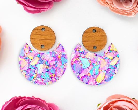 Pastel Confetti Stones Circle Drop Earrings Blanks