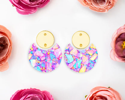 Pastel Confetti Stones Circle Drop Earrings Blanks