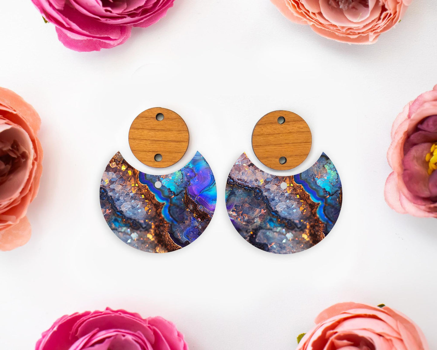 Geode Circle Drop Earrings Blanks
