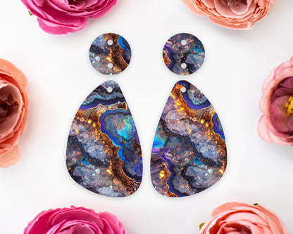 Geode Pattern Teardrop Earrings Blanks