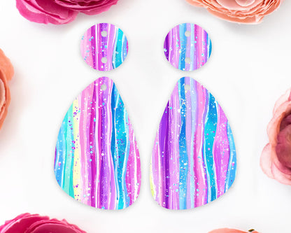Pastel Stripes Teardrop Earrings Blanks