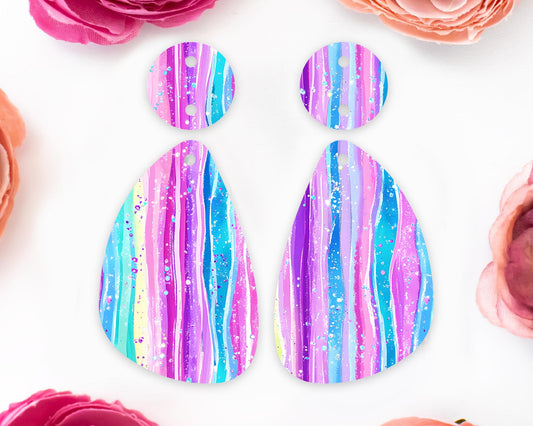 Pastel Stripes Teardrop Earrings Blanks