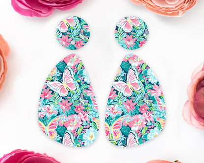 Butterfly Pastel Teardrop Earrings Blanks