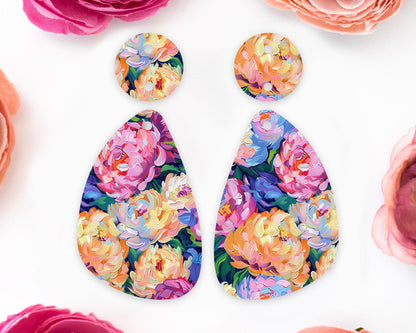 Floral Brushstroke Teardrop Earrings Blanks