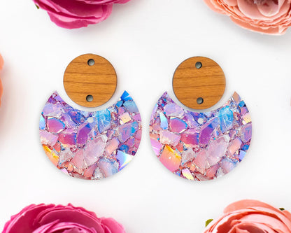 Pastel Geode Circle Drop Earrings Blanks