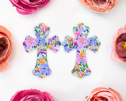 Floral Lily Cross Earring Blanks