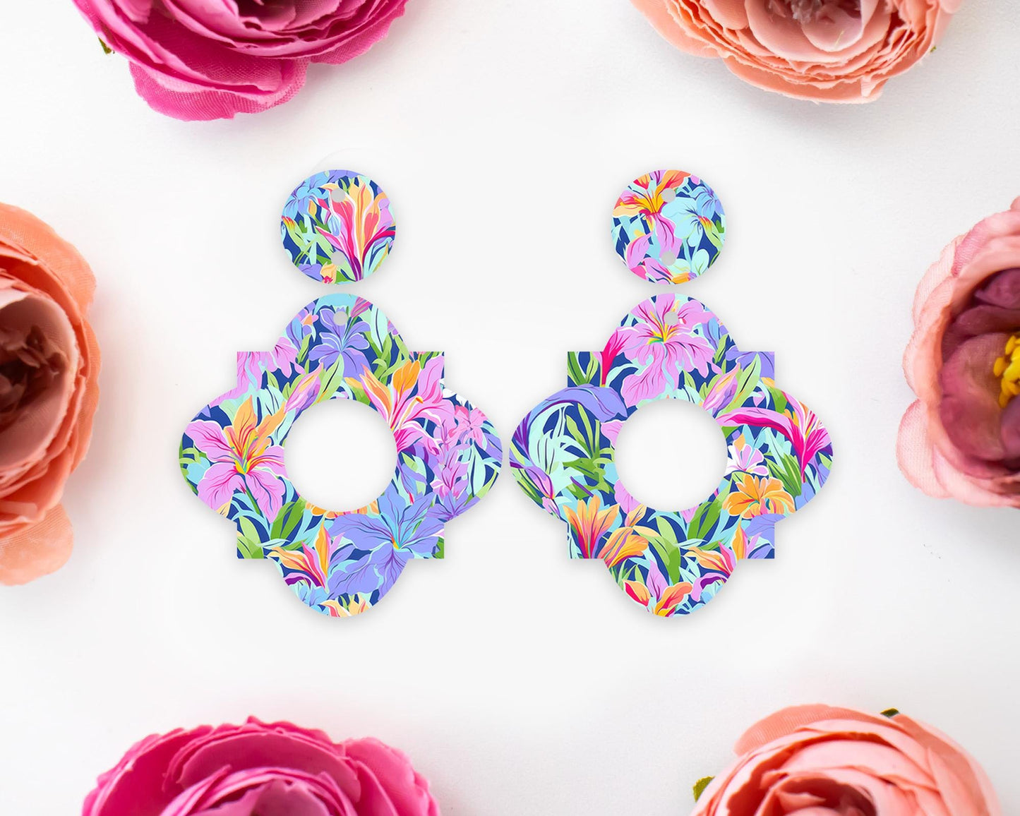 Geometric Lilies Earrings Blanks