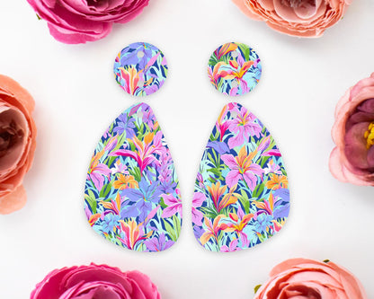 Lilies Teardrop Earrings Blanks