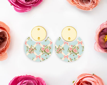 Vintage Flowers Circle Drop Earrings Blanks