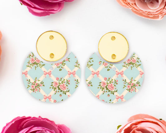 Vintage Flowers Circle Drop Earrings Blanks