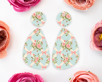 Vintage Flowers Teardrop Earrings Blanks