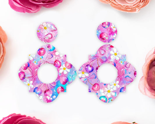 Cherries Geometric Earrings Blanks