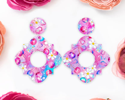 Cherries Geometric Earrings Blanks